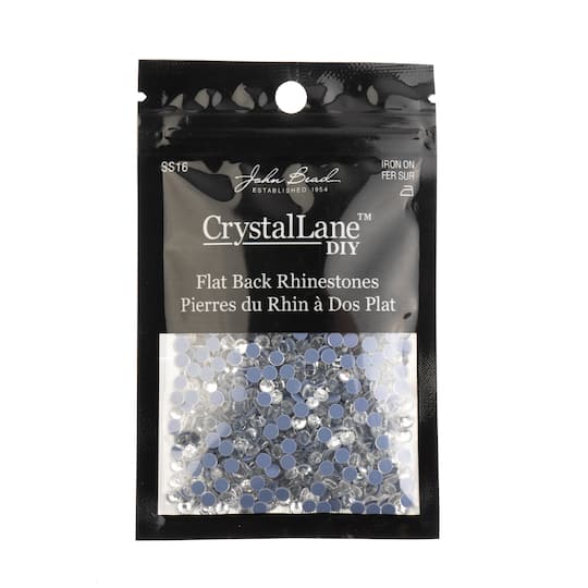 Crystal Lane DIY SS16 Round Glass Hotfix Flatback Rhinestones, 1,440ct